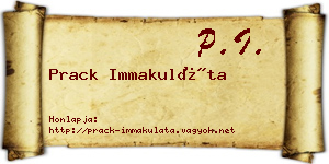 Prack Immakuláta névjegykártya